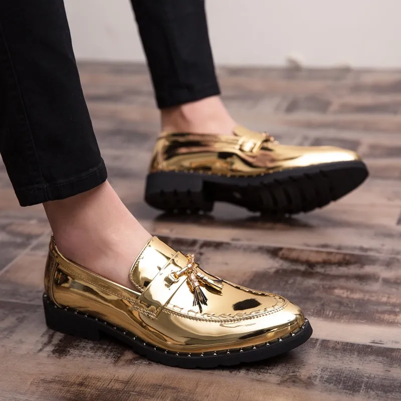 Men Gold Tassel Loafers
