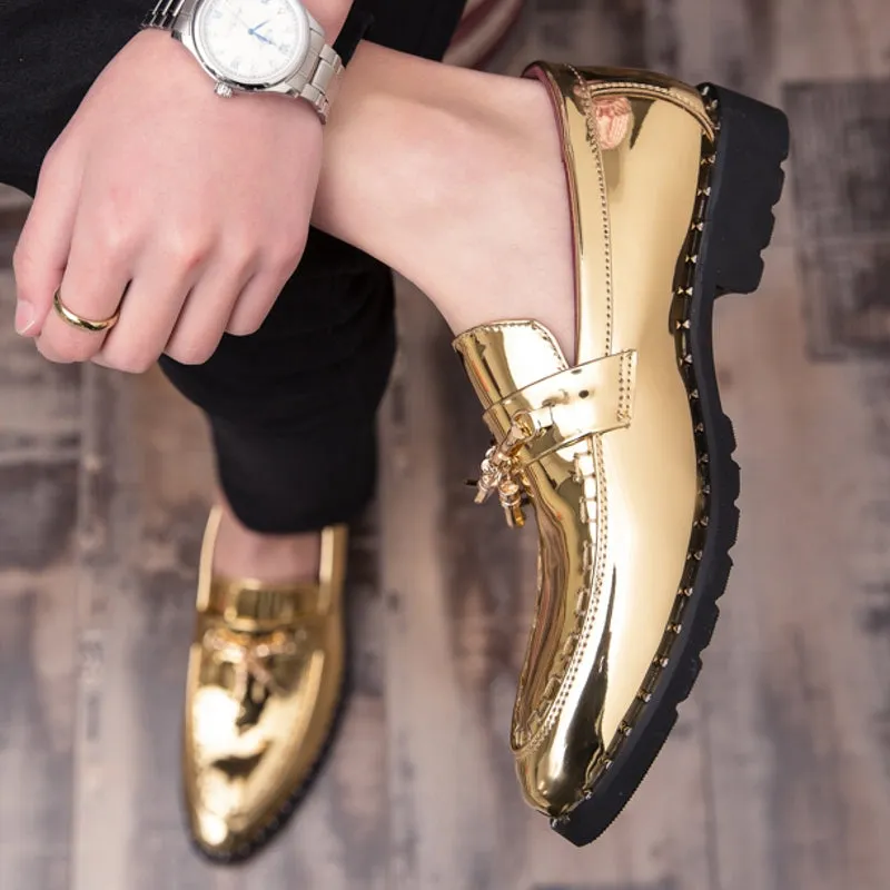 Men Gold Tassel Loafers