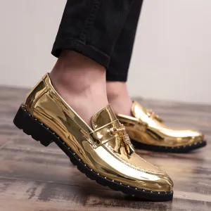 Men Gold Tassel Loafers