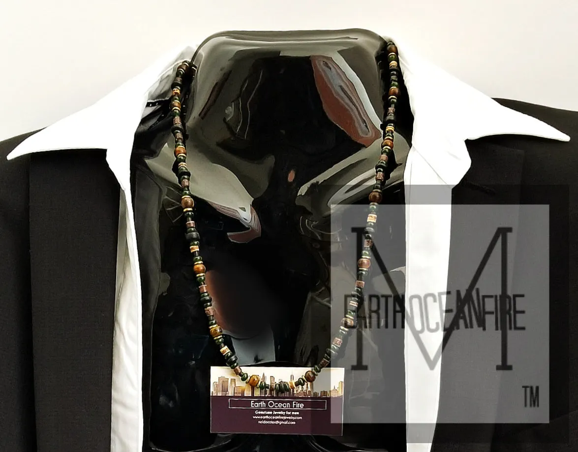 Men's Black Irish Gemstone Beaded Necklace