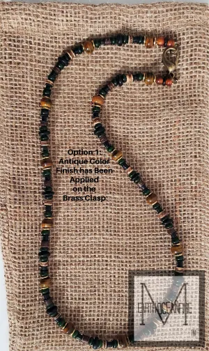 Men's Black Irish Gemstone Beaded Necklace