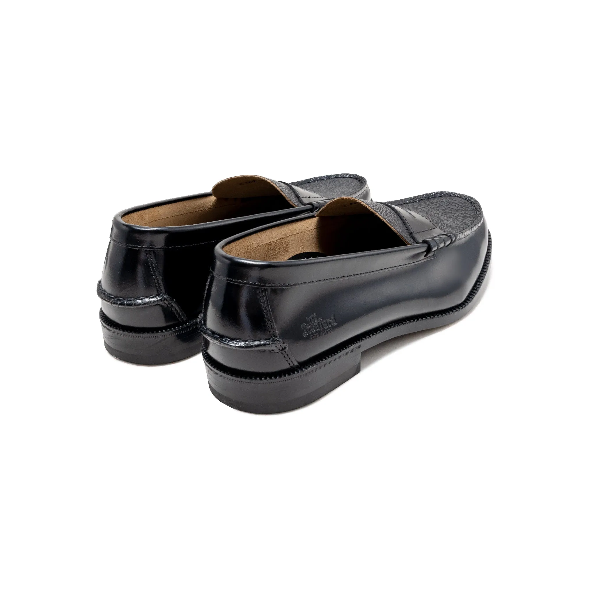 MENS EMBOSSED LOAFERS / BLACK BLACK SCOTCH GRAIN