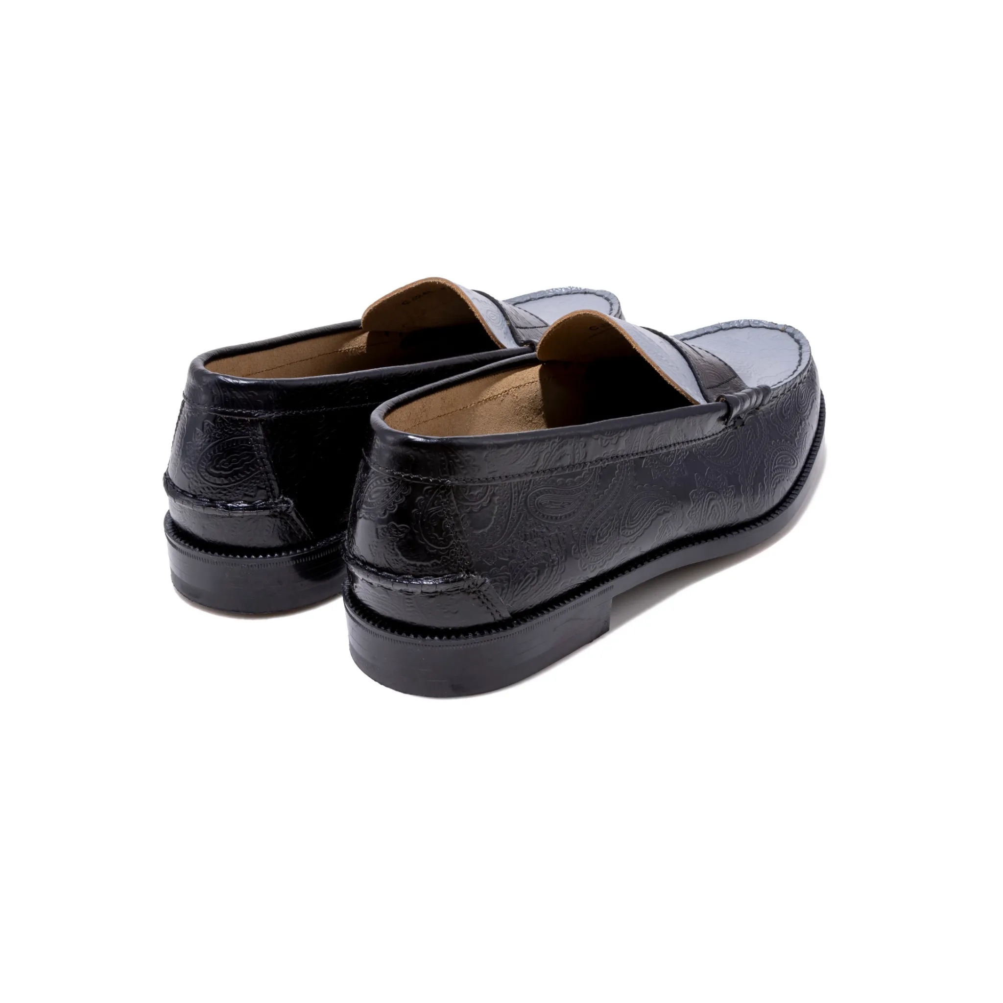 MENS EMBOSSED LOAFERS / BLACK GRAY PAISLEY