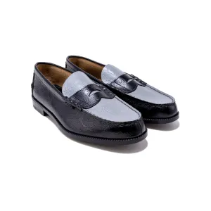 MENS EMBOSSED LOAFERS / BLACK GRAY PAISLEY