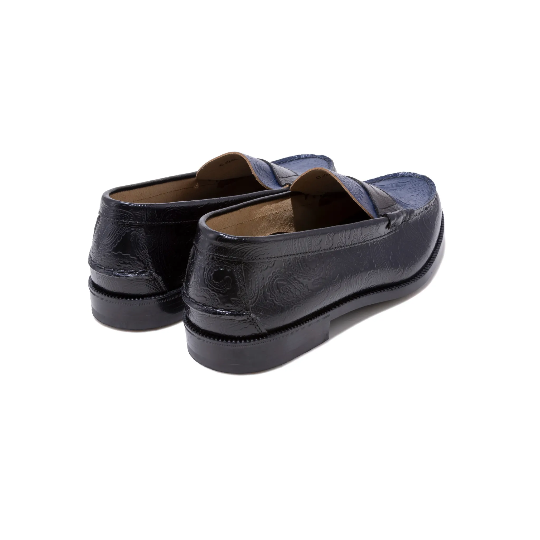 MENS EMBOSSED LOAFERS / BLACK NAVY PAISLEY