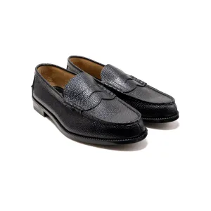 MENS EMBOSSED LOAFERS / BLACK SCOTCH GRAIN