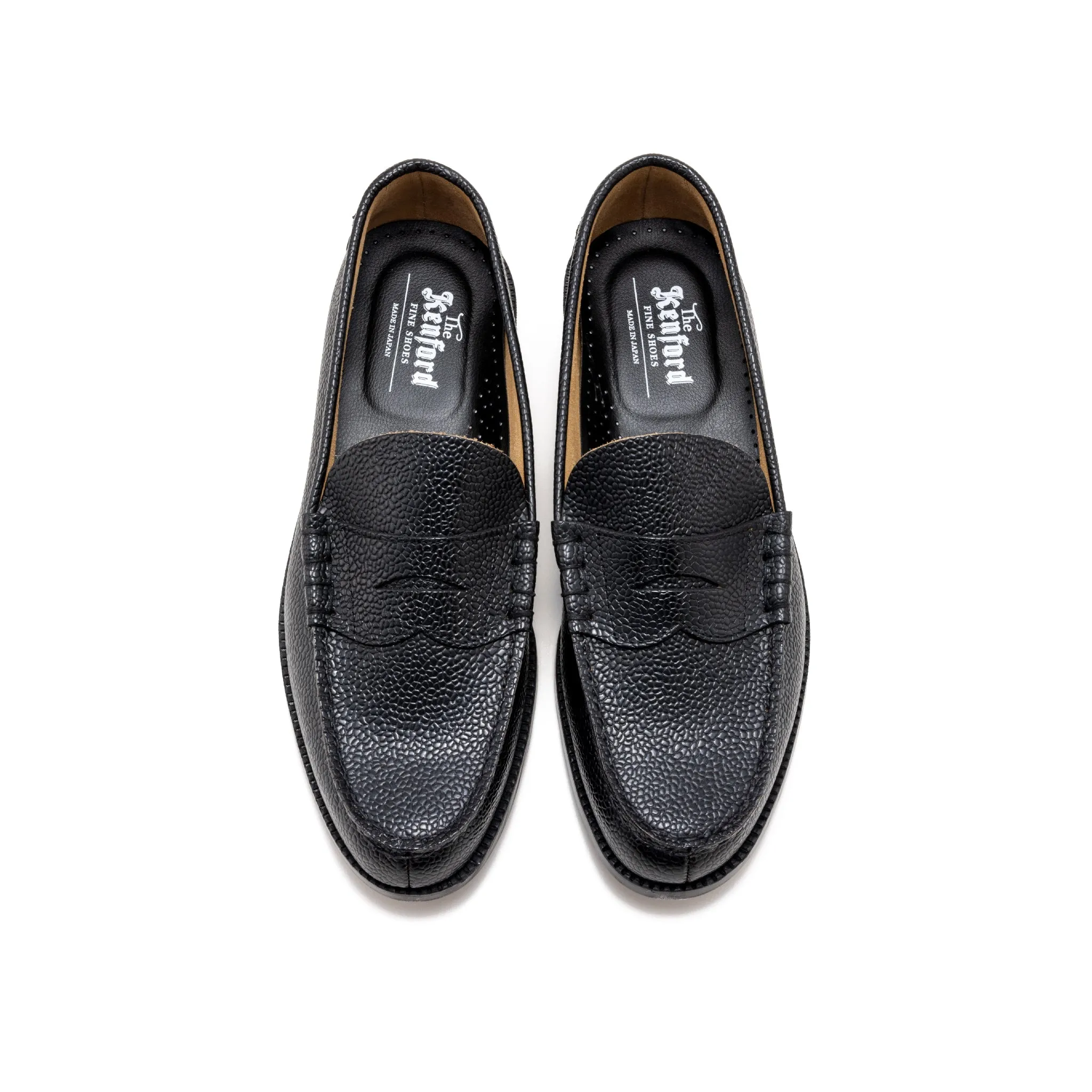 MENS EMBOSSED LOAFERS / BLACK SCOTCH GRAIN