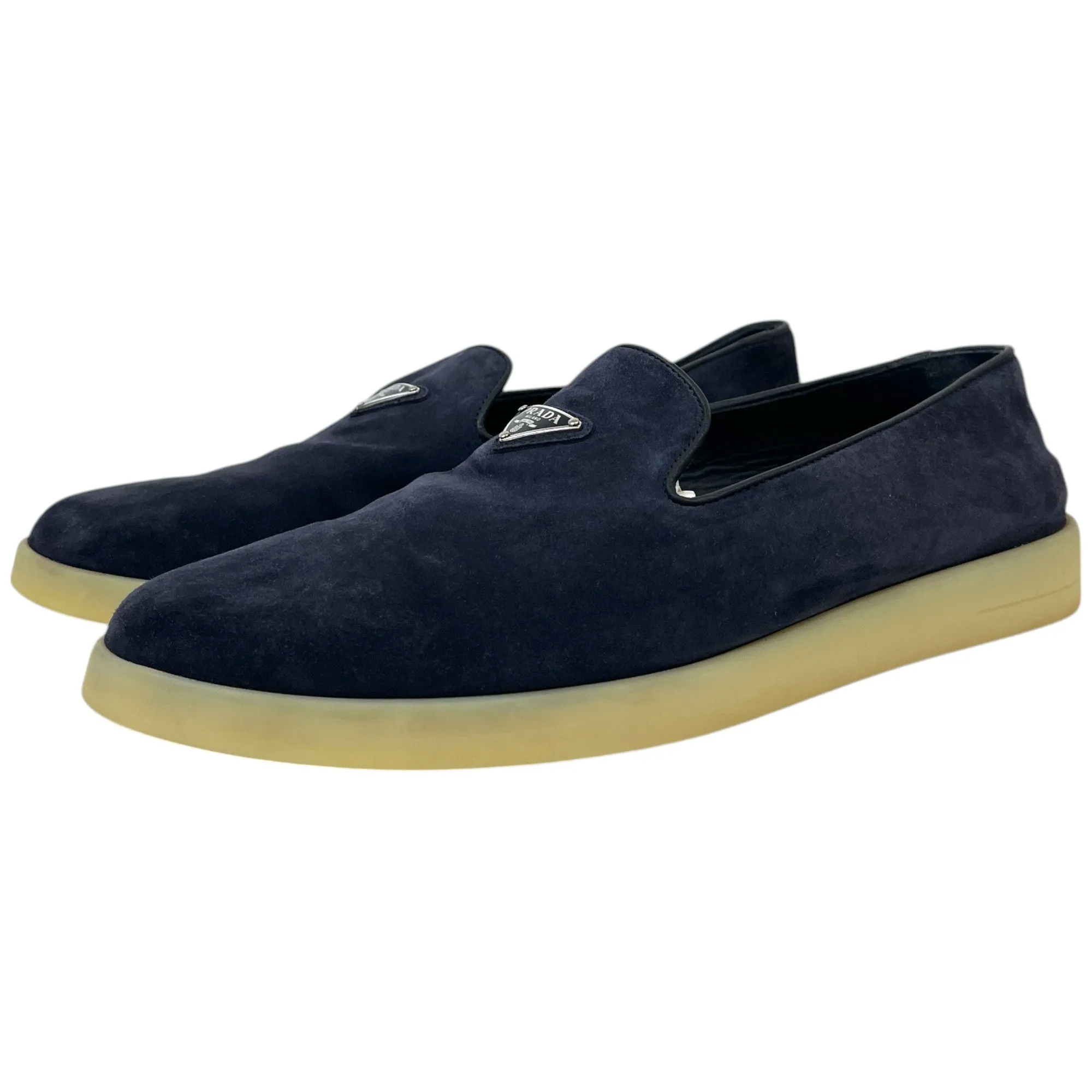 Men's Plaque Logo Loafers Navy Size EU 42 / UK 8