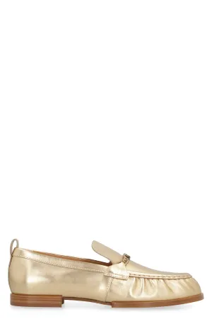 Metallic leather loafers