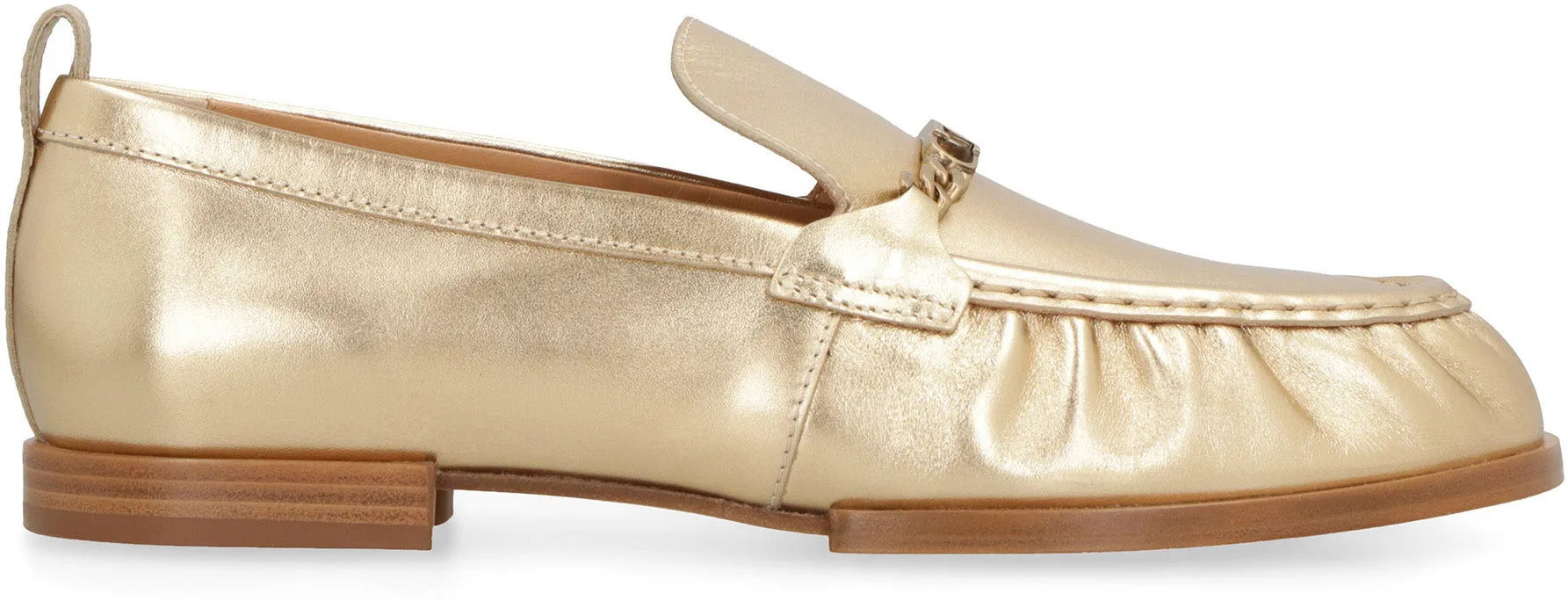 Metallic leather loafers