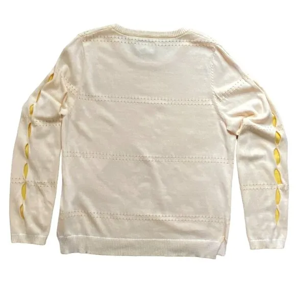 Michael Stars Reversible Slit Sleeve Perforated Polka Dot Stripes Knit Sweater-M