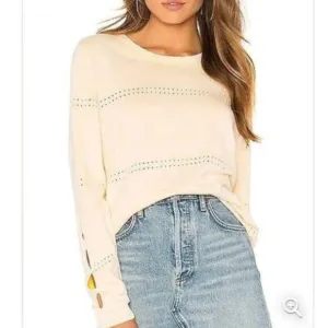 Michael Stars Reversible Slit Sleeve Perforated Polka Dot Stripes Knit Sweater-M