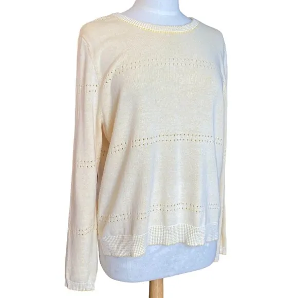 Michael Stars Reversible Slit Sleeve Perforated Polka Dot Stripes Knit Sweater-M