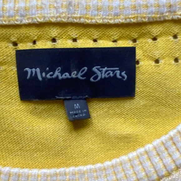 Michael Stars Reversible Slit Sleeve Perforated Polka Dot Stripes Knit Sweater-M