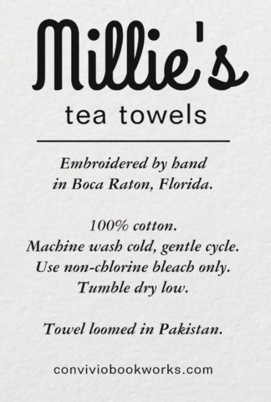 Millie's Tea Towels, Hand Embroidered: Words of Wisdom Collection (9 to choose from)