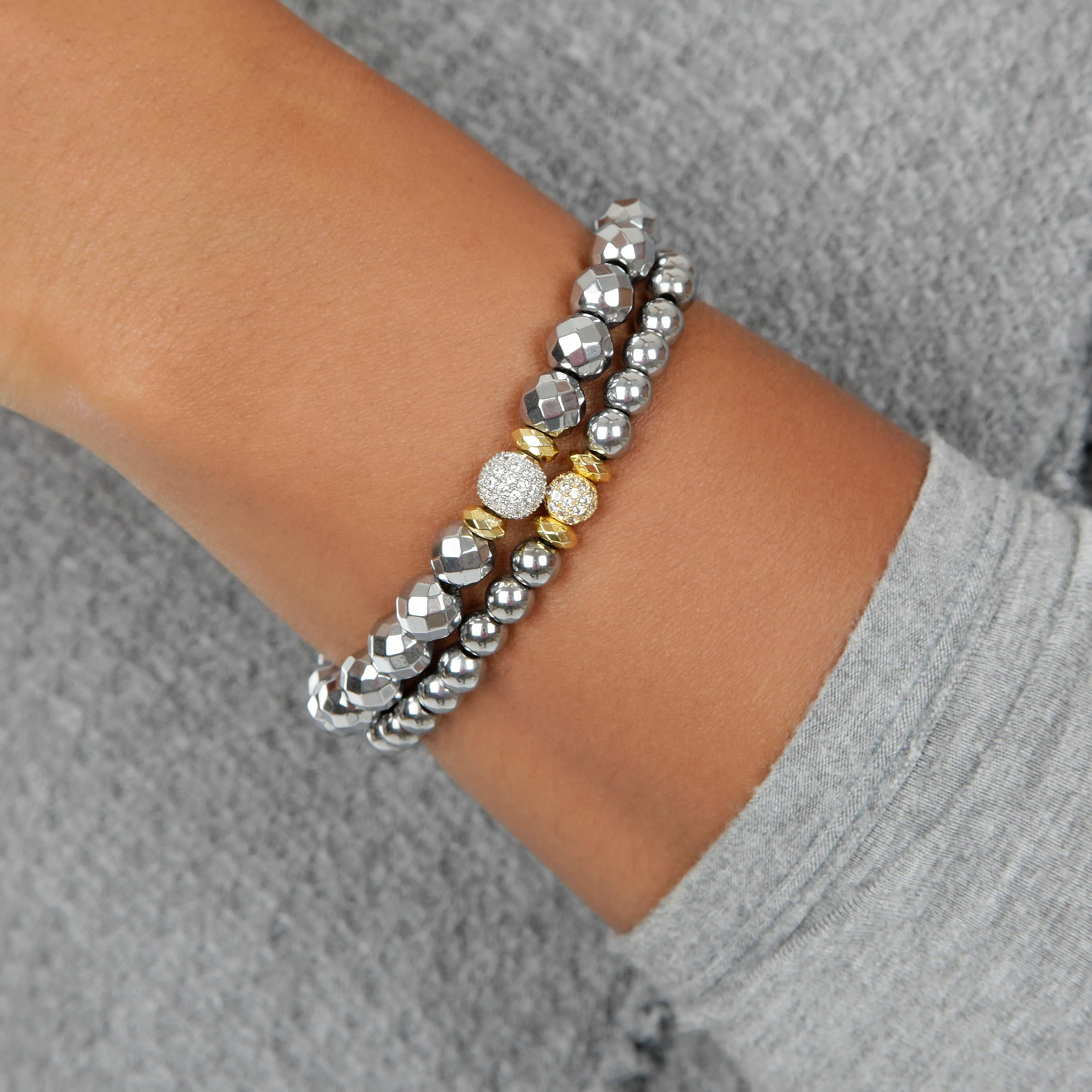 Mixed Metal Silver and Gold Beaded Bracelet