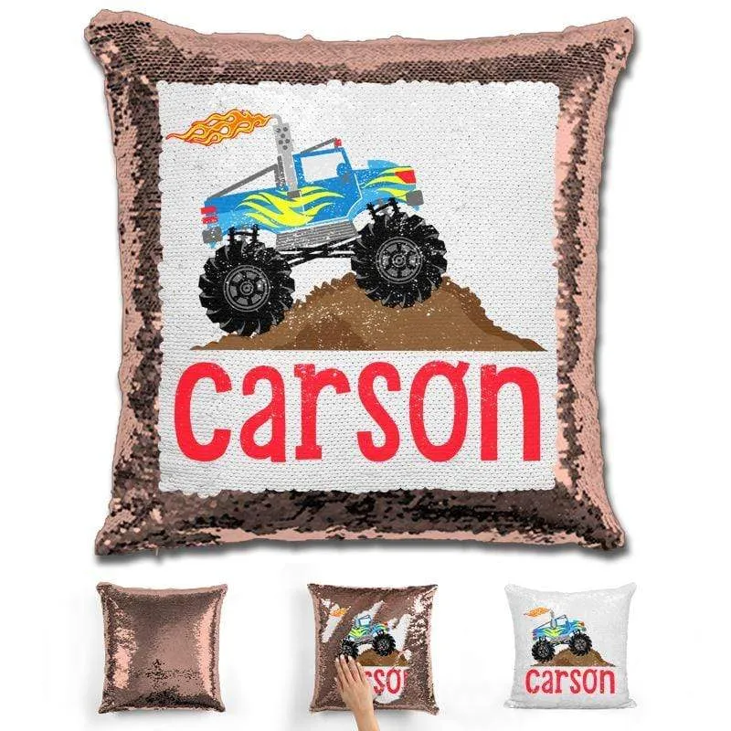 Monster Truck Personalized Magic Sequin Pillow