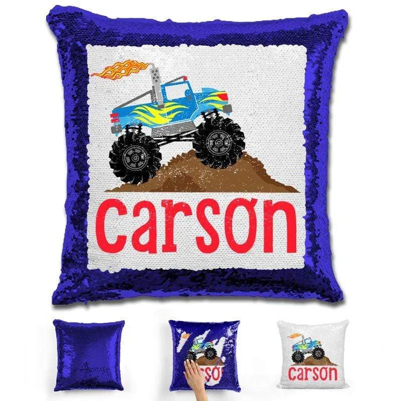 Monster Truck Personalized Magic Sequin Pillow