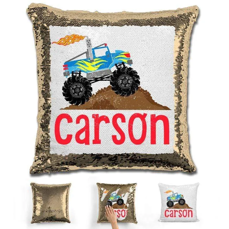 Monster Truck Personalized Magic Sequin Pillow