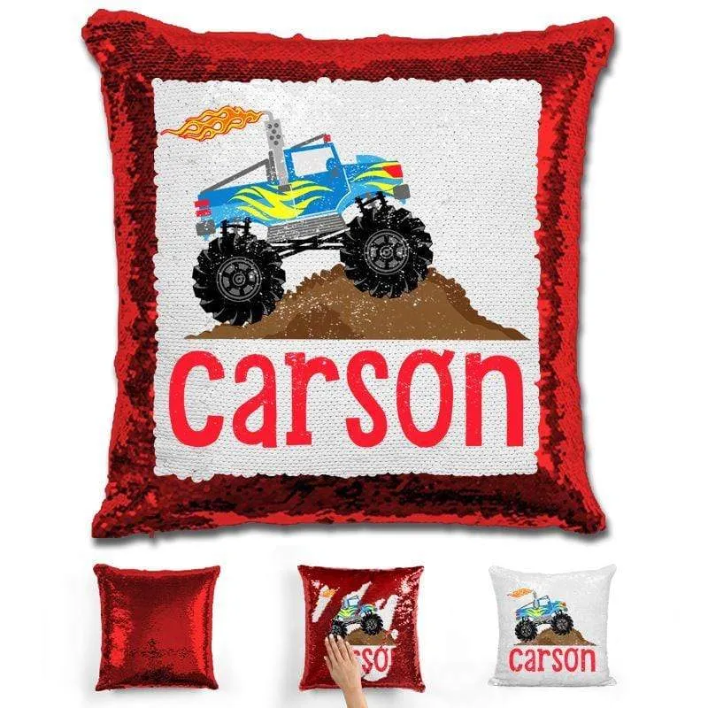 Monster Truck Personalized Magic Sequin Pillow