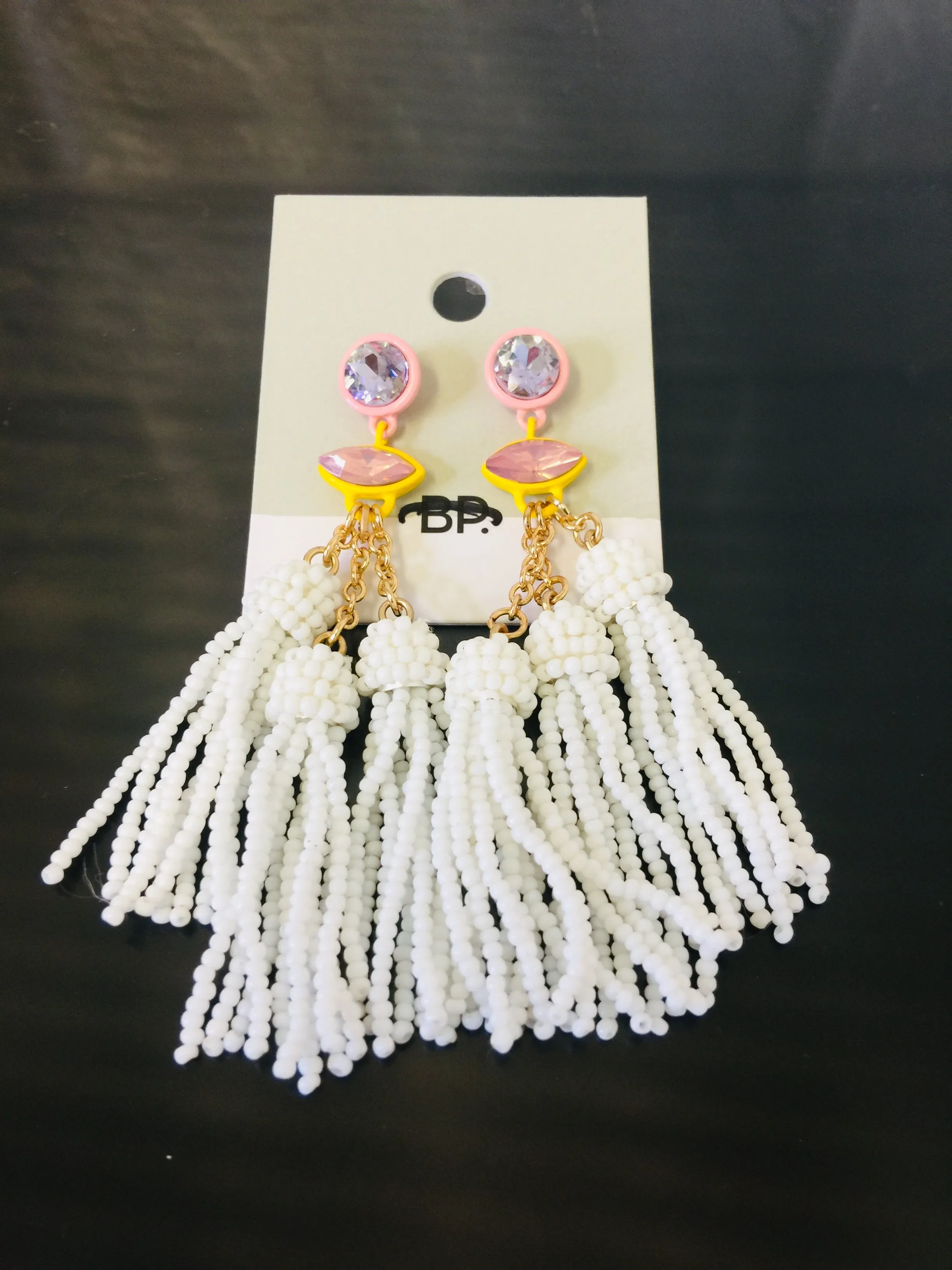 New Nordstrom B.P. Beaded drop tassel earrings, post backs. Retails $45 