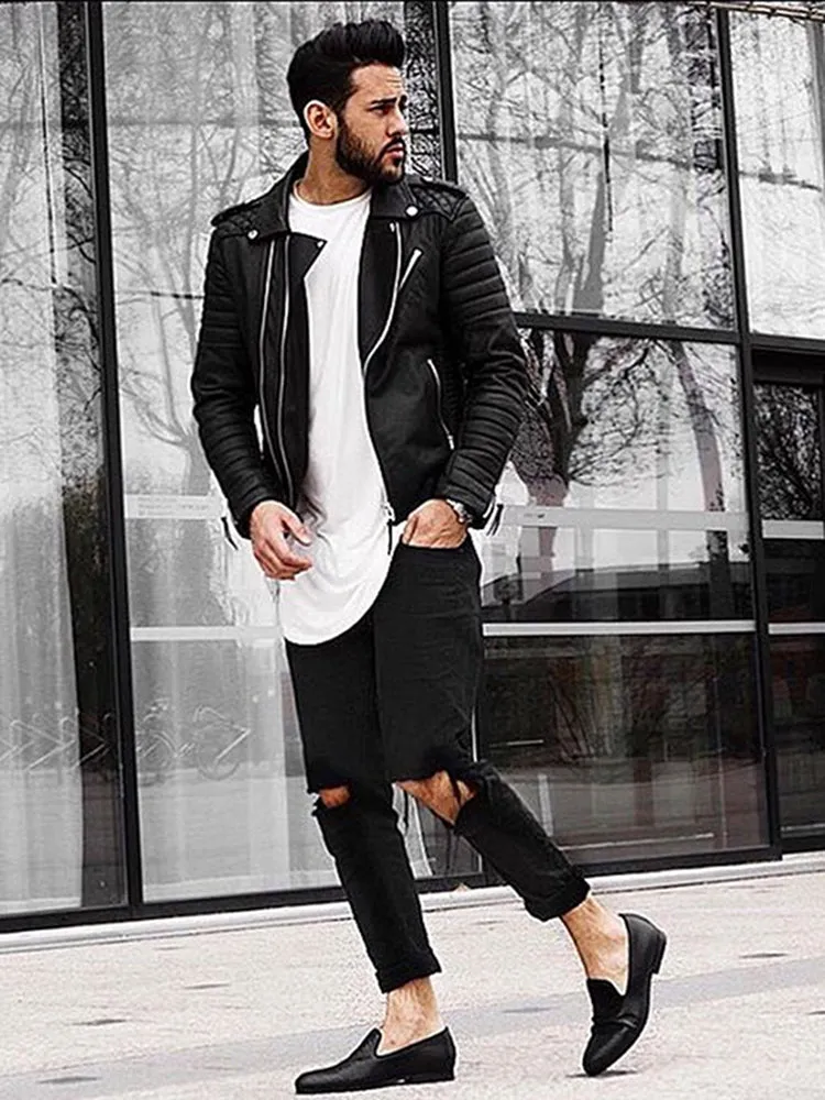 New three-color triangle embossed men's cowhide loafers, trendy slip-on low-top shoes, large size banquet shoes
