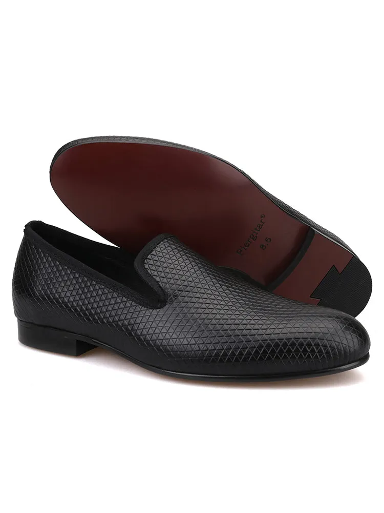 New three-color triangle embossed men's cowhide loafers, trendy slip-on low-top shoes, large size banquet shoes