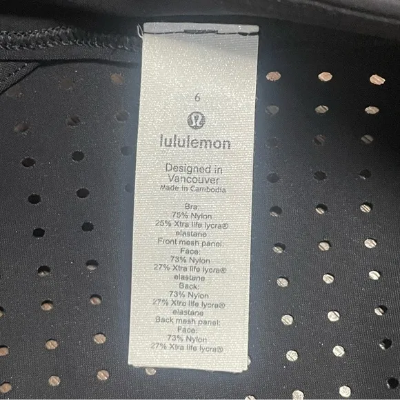 NWT Lululemon size 6 Unleash Strength Bra Medium Support Black Zip Up Perforated
