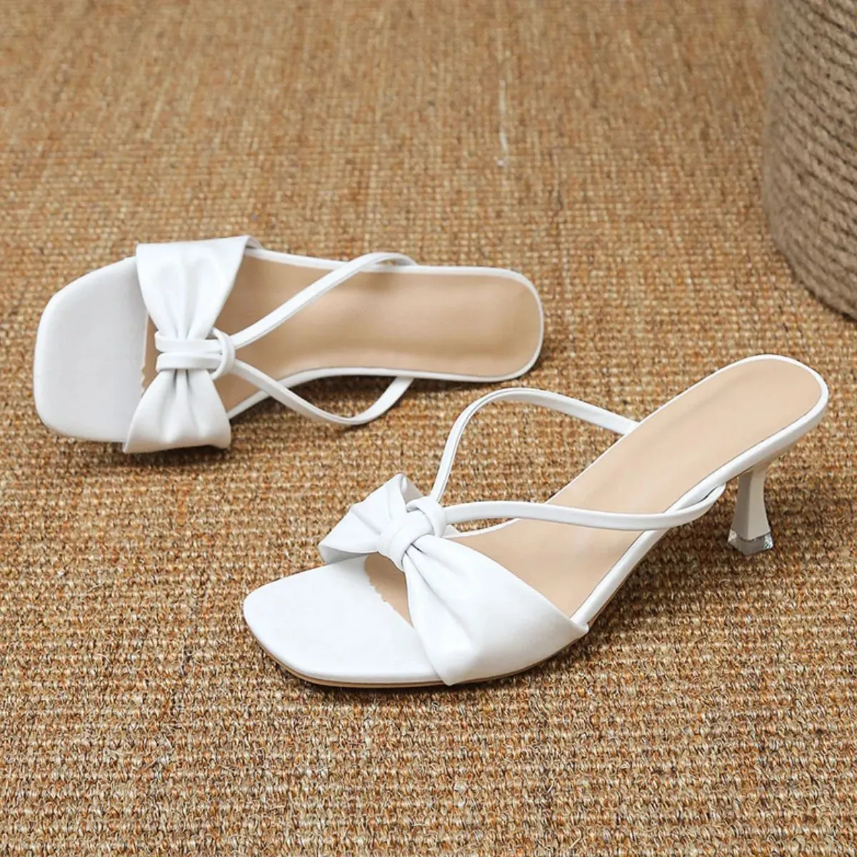 Open Toe Flare Heels Sandals