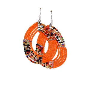 Orange Multicolor Beaded Earrings