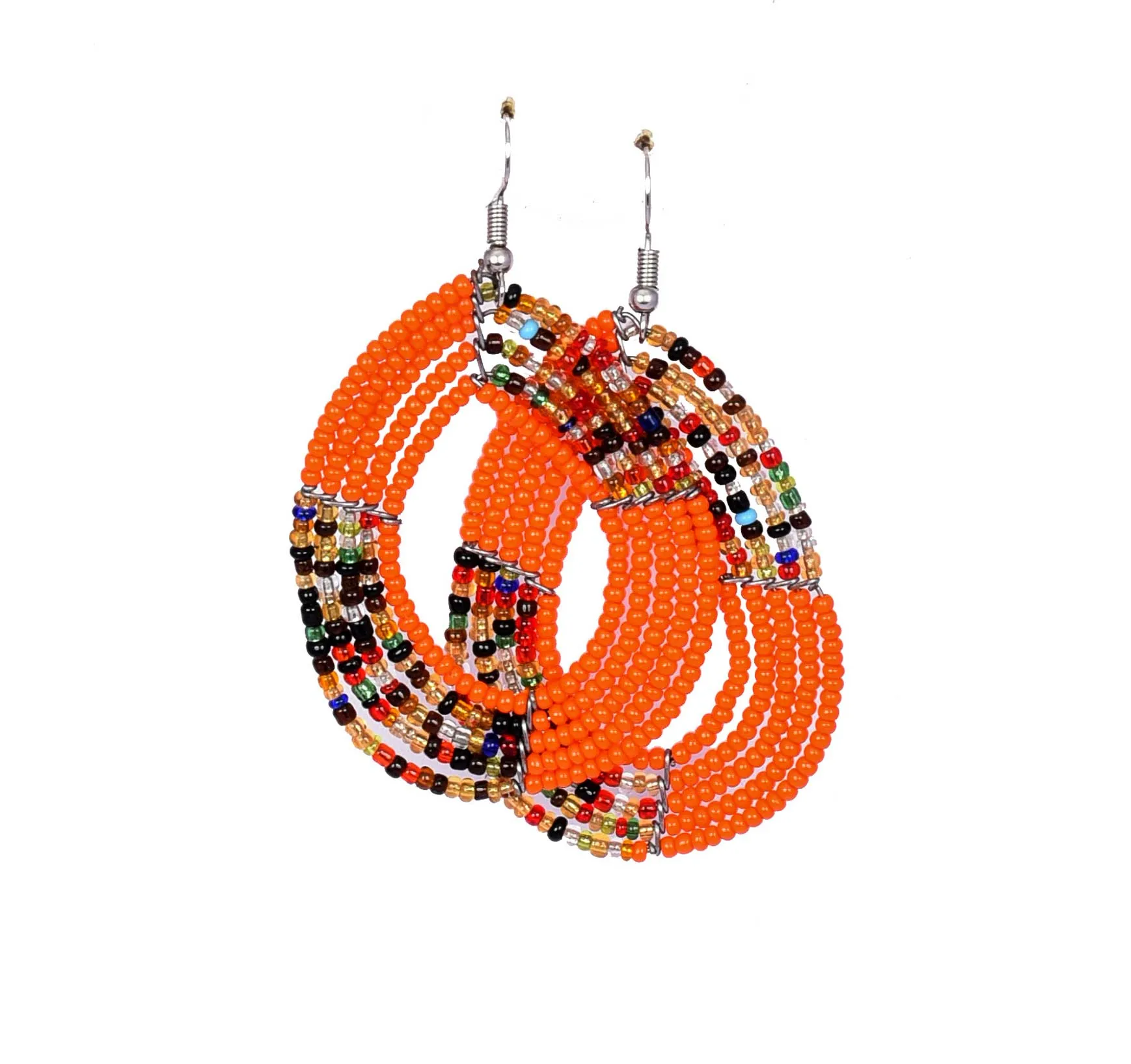 Orange Multicolor Beaded Earrings