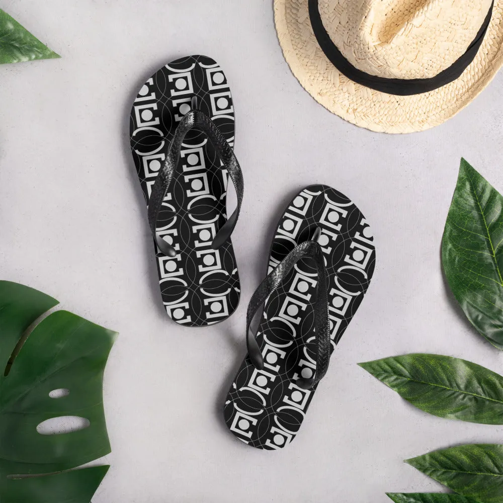 Origen Destination |On-Arrival Point of Origen Women's Black/White Signature Flip-Flops