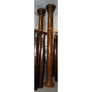 Pair of Very Tall Indian Tall Teak Architectural 12-Foot Pillars