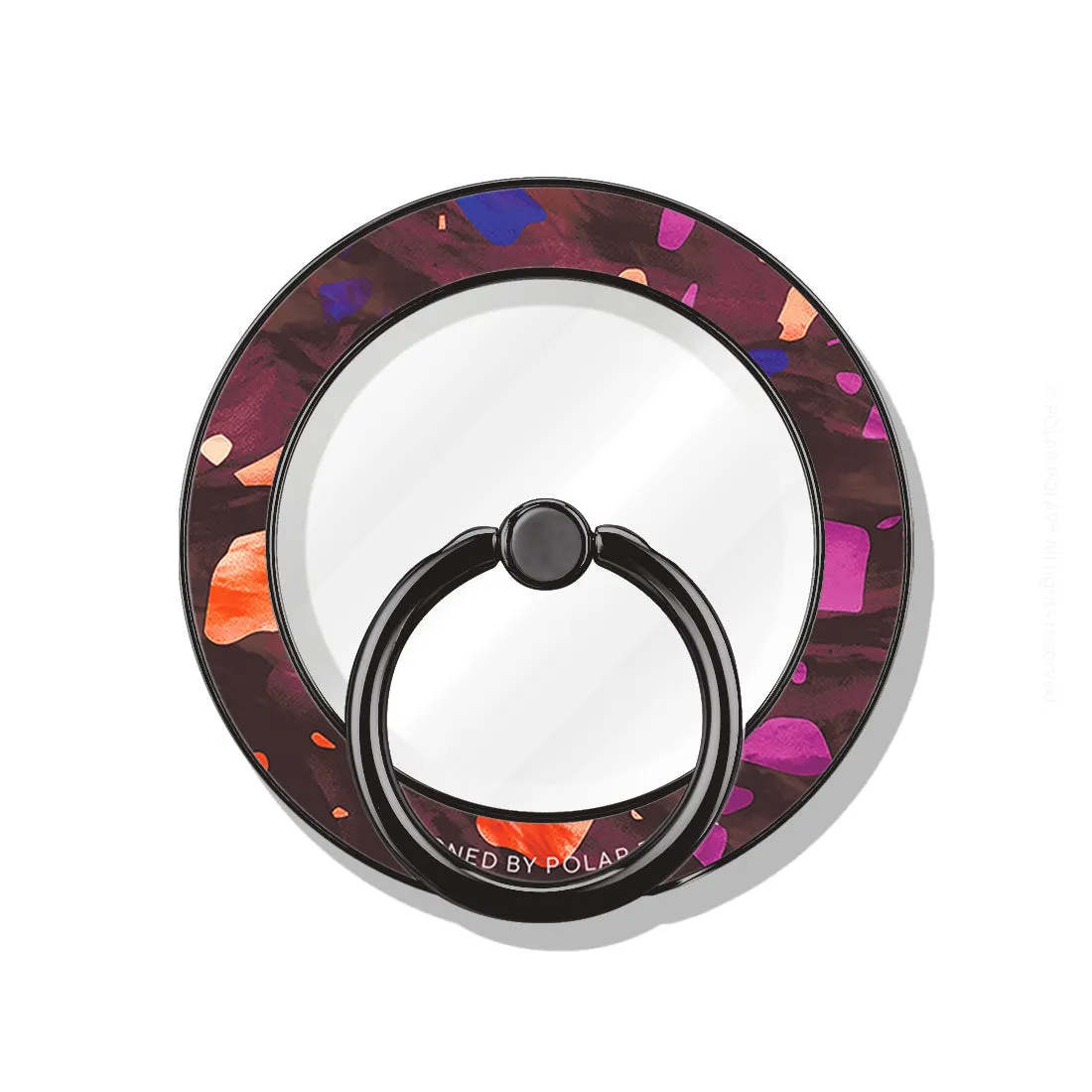 Paprika Terrazzo Gem - Black MagSafe Phone Grip and Ring Holder Stand