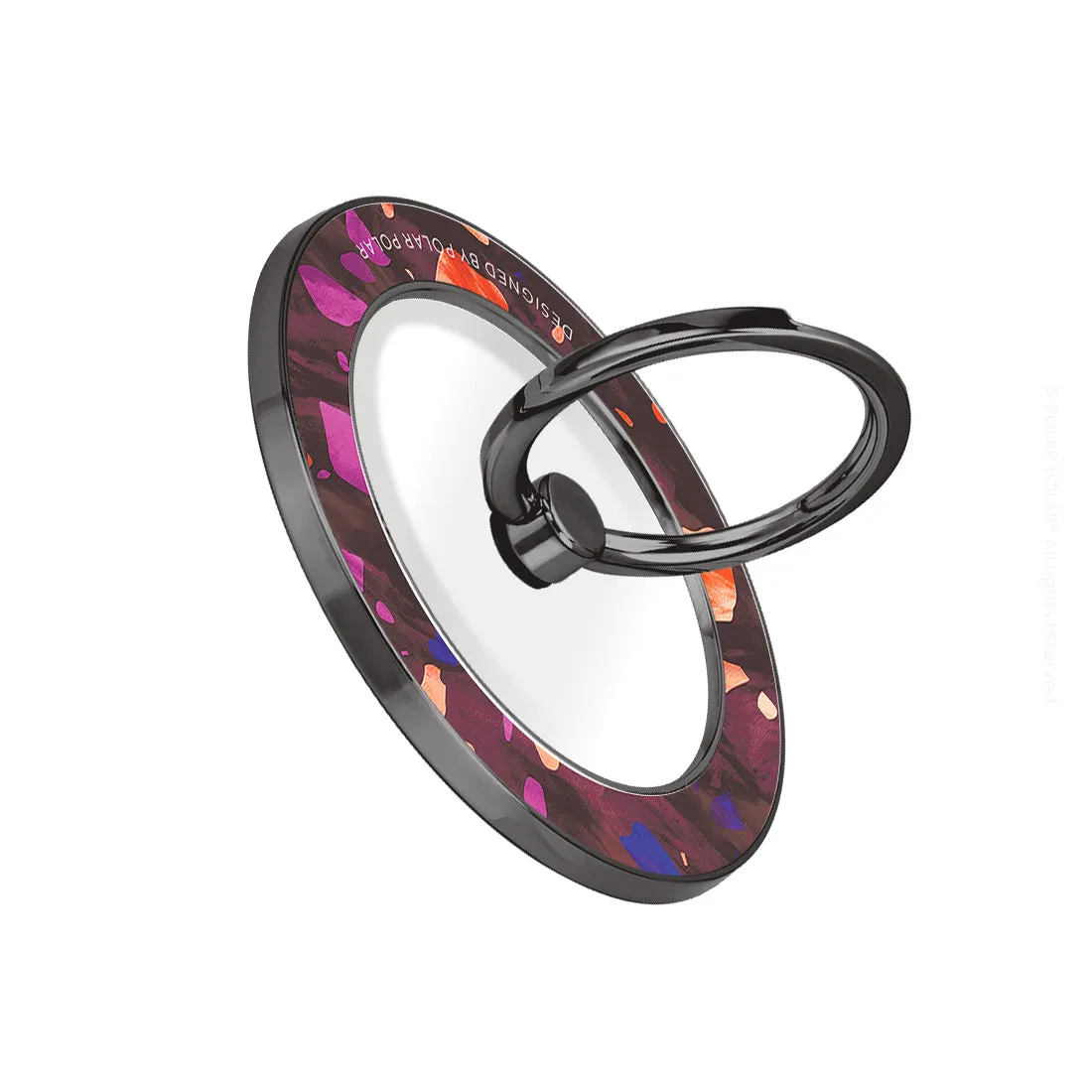Paprika Terrazzo Gem - Black MagSafe Phone Grip and Ring Holder Stand