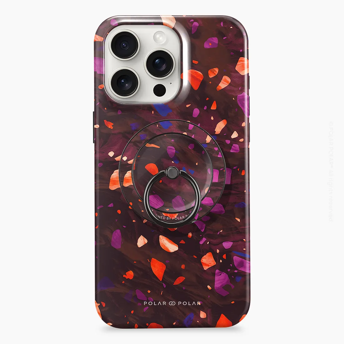 Paprika Terrazzo Gem - Black MagSafe Phone Grip and Ring Holder Stand