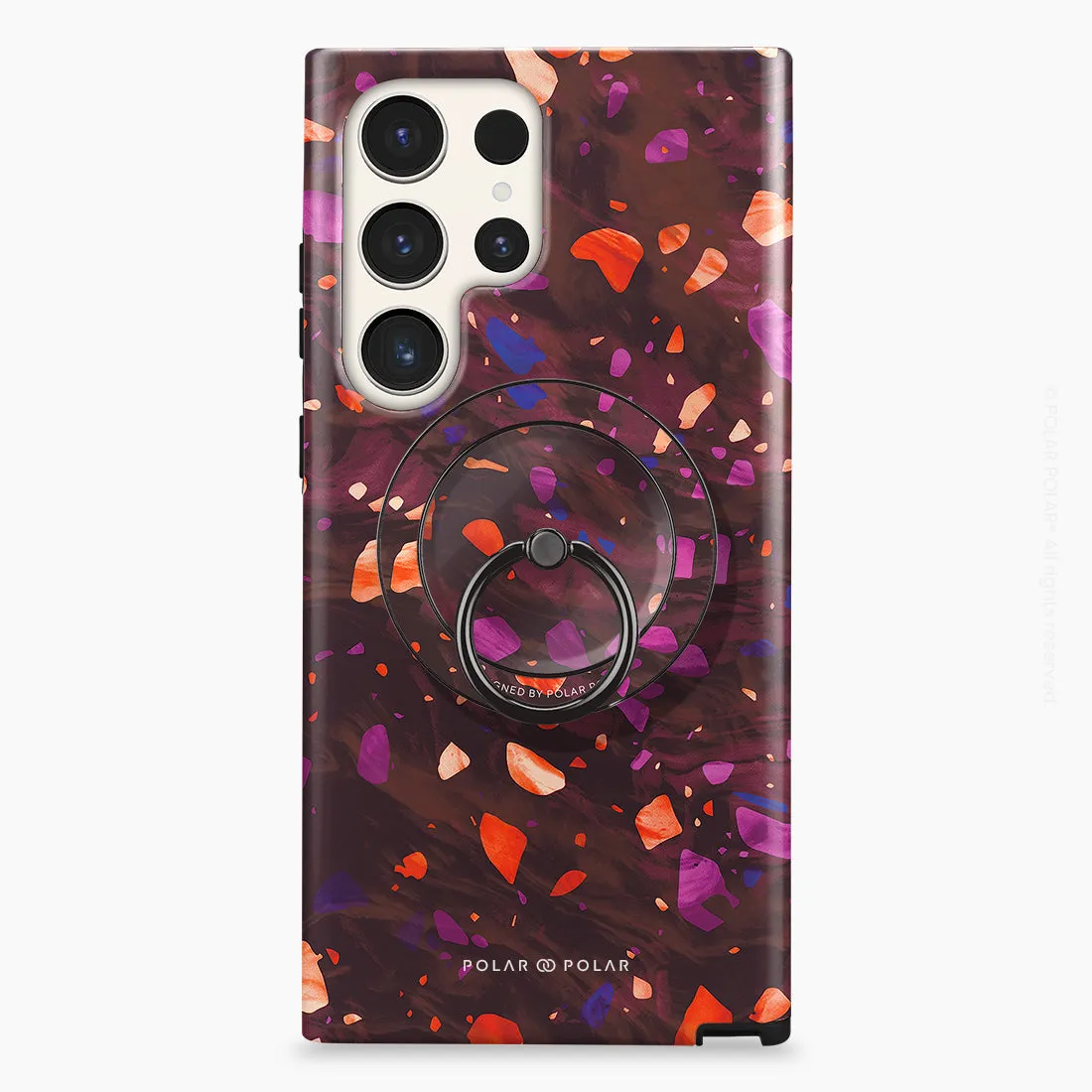 Paprika Terrazzo Gem - Black MagSafe Phone Grip and Ring Holder Stand