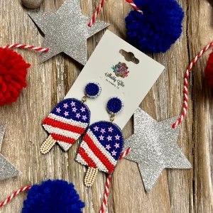 Patriotic Popsicle Beaded Earrings