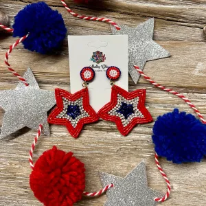 Patriotic Star Beaded Earrings