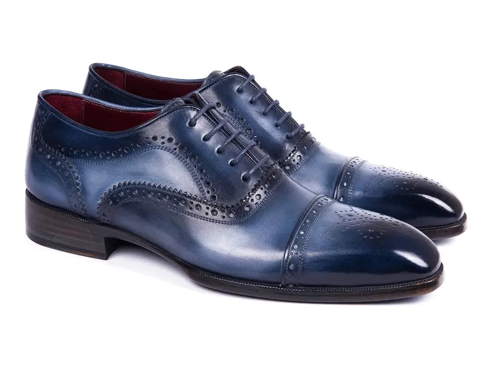 Paul Parkman Men's Cap Toe Oxfords in Blue & Navy