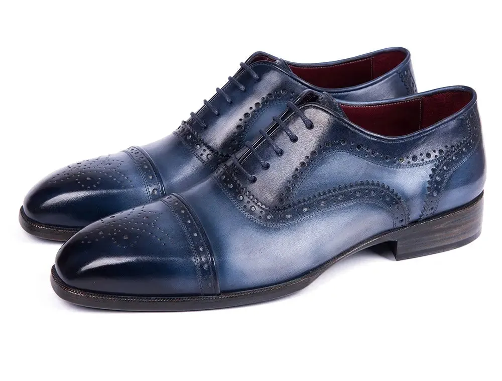 Paul Parkman Men's Cap Toe Oxfords in Blue & Navy
