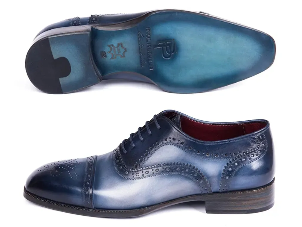 Paul Parkman Men's Cap Toe Oxfords in Blue & Navy