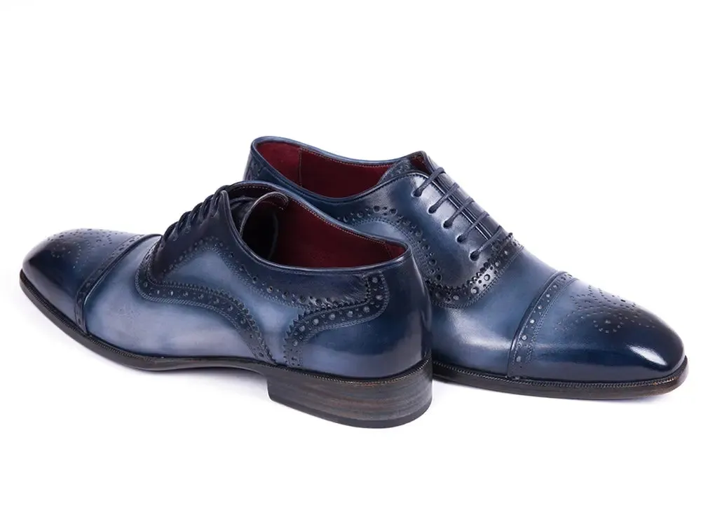 Paul Parkman Men's Cap Toe Oxfords in Blue & Navy