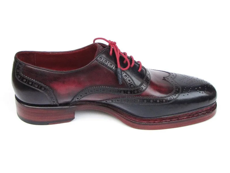 Paul Parkman Men's Leather Wingtip Brogues in Navy & Red