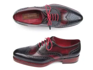Paul Parkman Men's Leather Wingtip Brogues in Navy & Red
