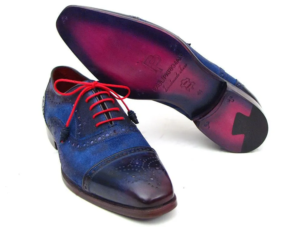 Paul Parkman Men's Suede Captoe Oxfords in Blue