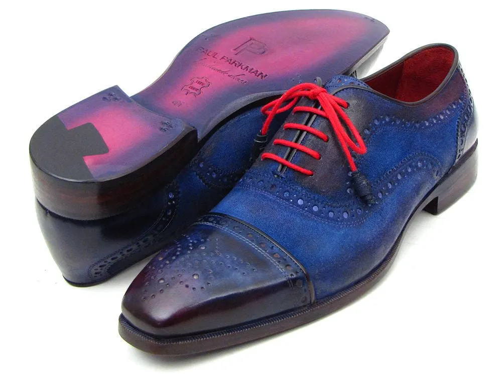 Paul Parkman Men's Suede Captoe Oxfords in Blue