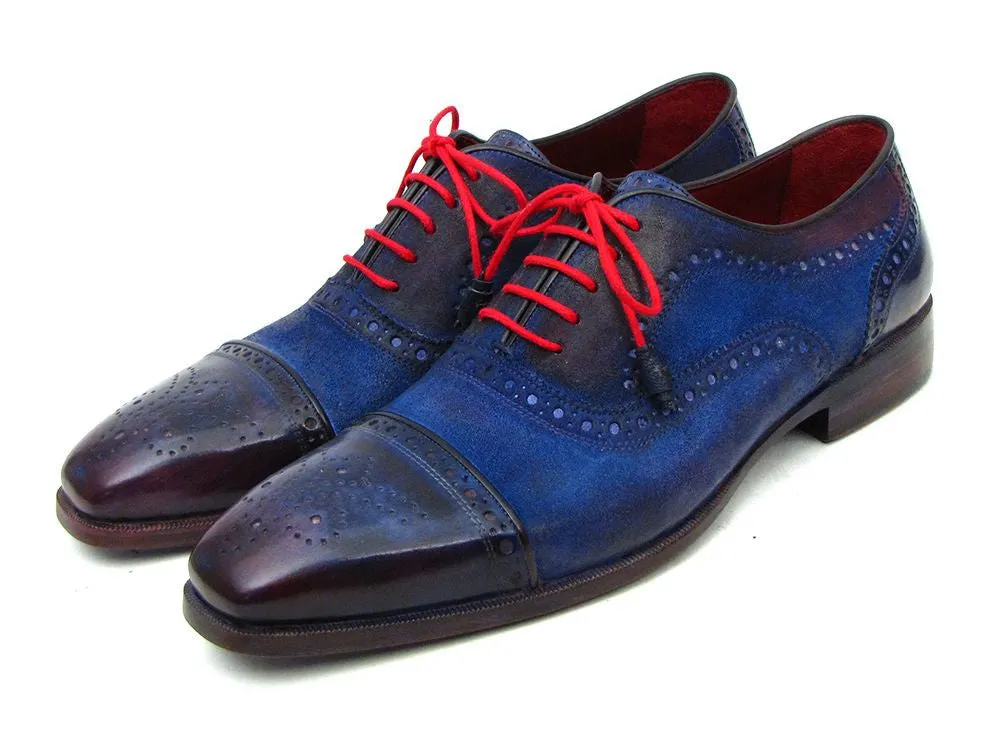 Paul Parkman Men's Suede Captoe Oxfords in Blue