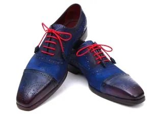 Paul Parkman Men's Suede Captoe Oxfords in Blue