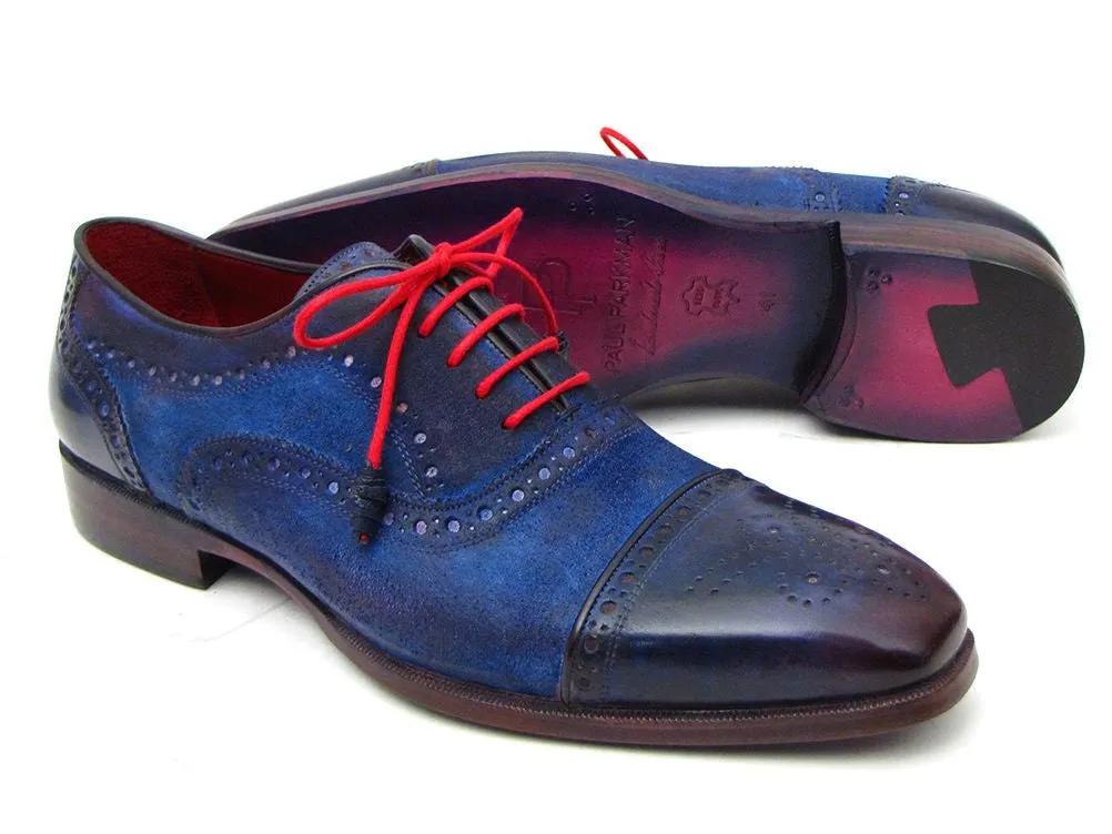 Paul Parkman Men's Suede Captoe Oxfords in Blue